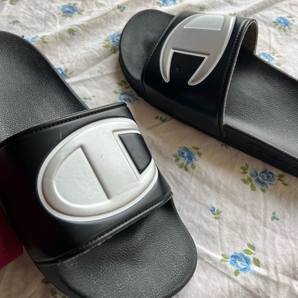 Black and White Champion Slippers - Picture 3 of 5